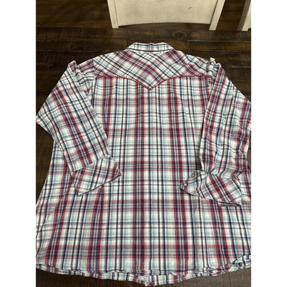 Ariat Shirt Womens 2X Red Blue Plaid Western Pearl Snap Long Sleeve Cowboy - Picture 7 of 9